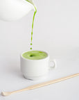 Ceramic Matcha Bowl with Pouring Spout & a Bamboo Scoop